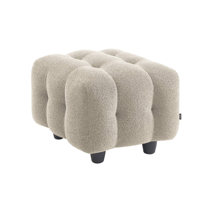 Pouf. module pour canapé. repose-pieds pour canapé 2 places en bouclette texturée beige L 69 x P 59 x H 48cm - Leon