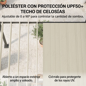 Pérgola de Jardín 3x3,8 m, Cenador de Jardín con Techo de Lamas Ajustable a 90°, Manivela, Estructura de Aluminio y Acero, Protección UPF50+, Pabellón para Exterior, Patio, Terraza, Beige