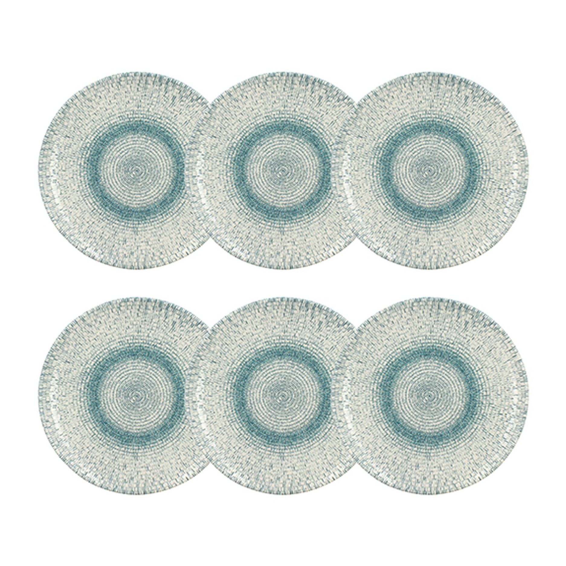Lot de 6 assiettes plates en porcelaine blanche et bleue 27cm AQUA