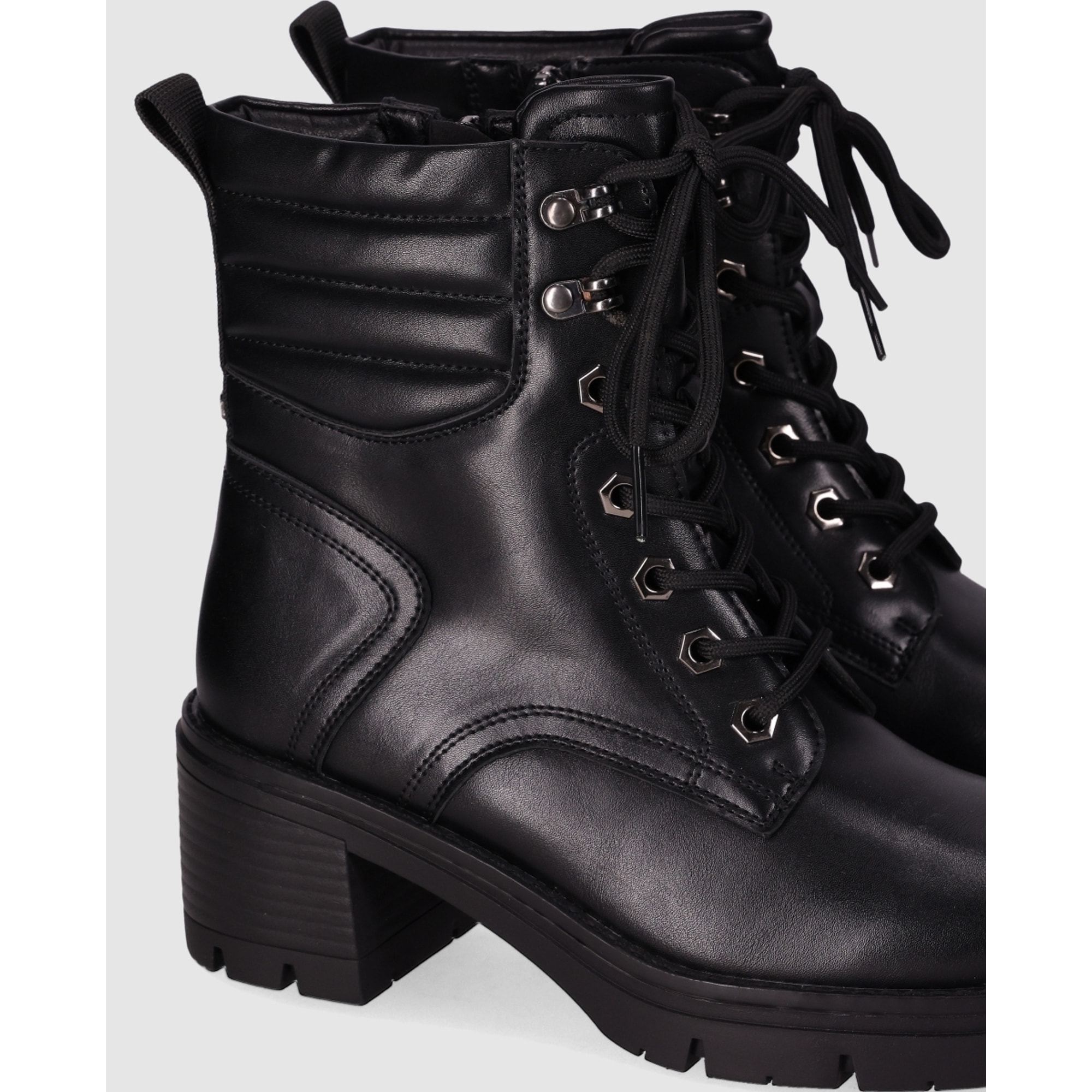 Botines de Piel Sintética - Negro - Tacón: 5 cm