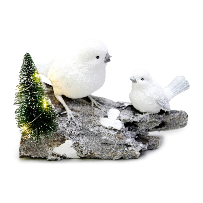 DAM Figura escena 2 pajaros 4led 20x11x15cm 20x11x15,5cm. Color:Blanco