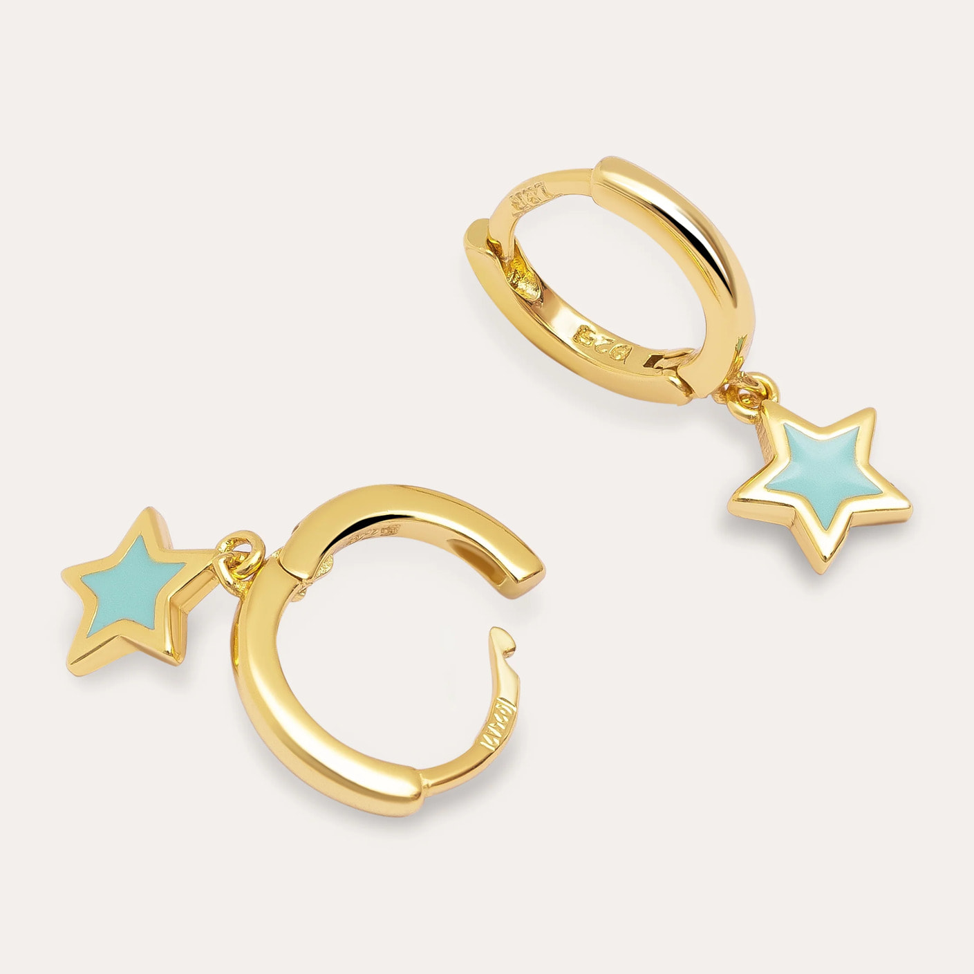 Orecchini Star Sky Enamel Argento Placcato Oro