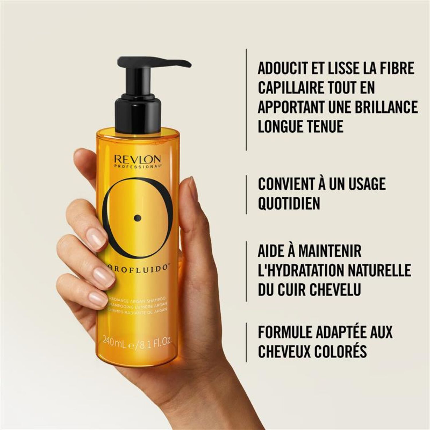 OROFLUIDO™ - Shampooing Lumière Argan - Cheveux Secs 240 ml