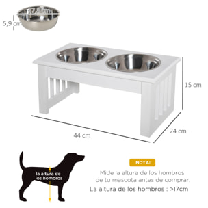 Comedero para Perros de Acero y MDF 44x24x15 cm Blanco