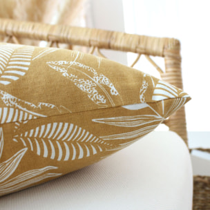 Coussin canapé déhoussable motif végétal - Beige