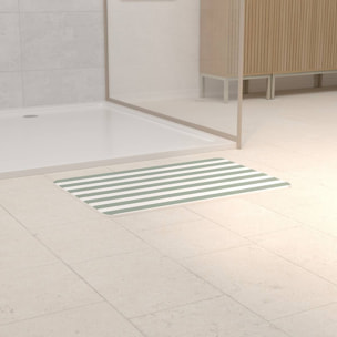 Tapis de bain Strio 39x60cm rayures vert céladon en diatomite