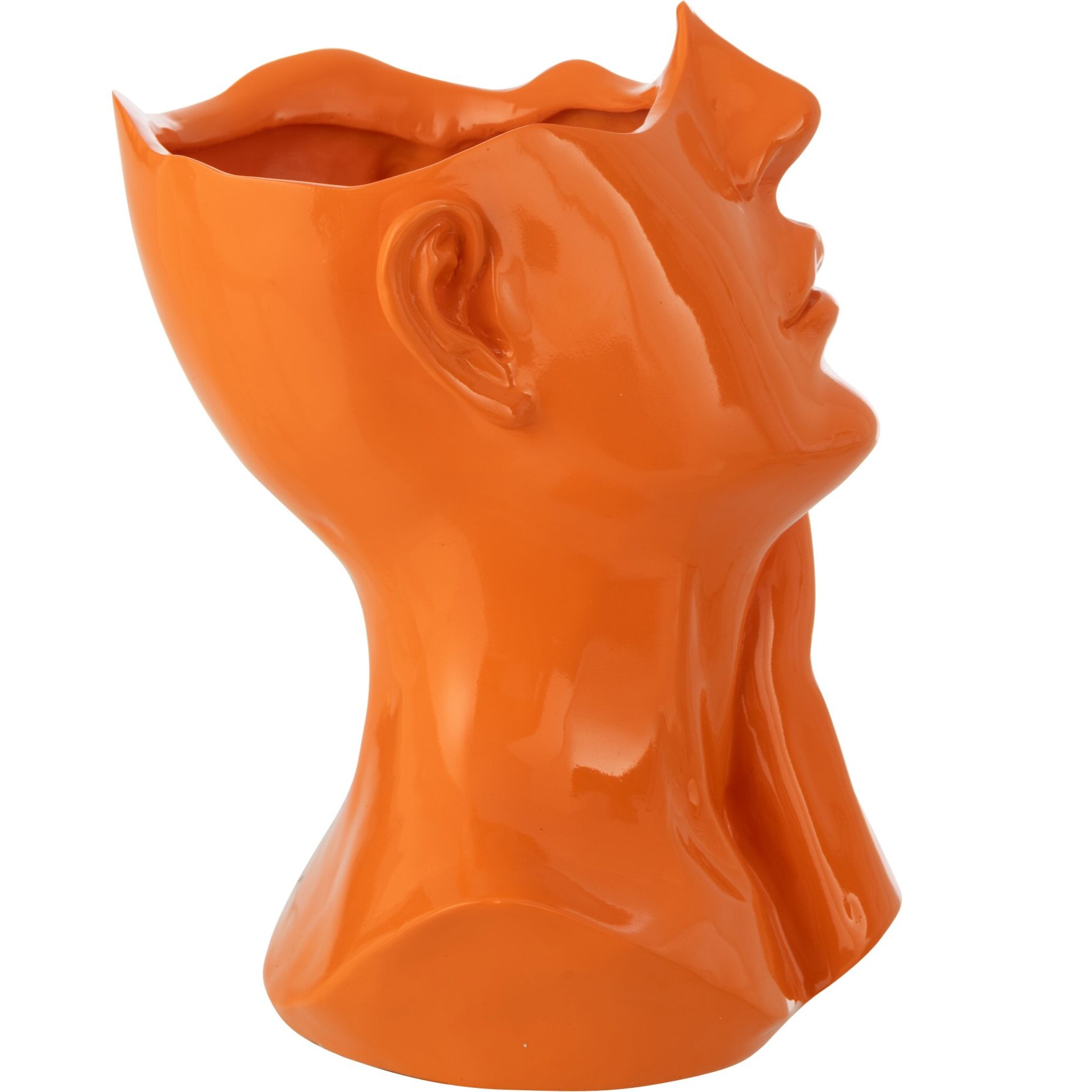 J-Line Cache-Pot Femme - polyrésine - orange foncé