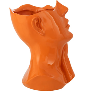 J-Line Cache-Pot Femme - polyrésine - orange foncé