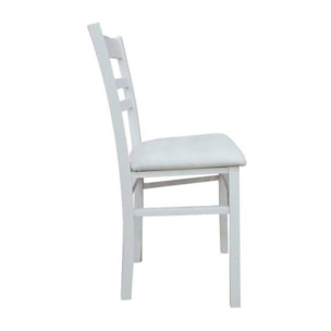 Sedia classica in legno ed ecopelle, per sala da pranzo, cucina o salotto, Made in Italy, cm 41x43h87, colore Bianco