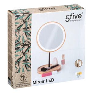Miroir avec pied à led 18cm bambou