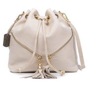 Arzene borsa a tracolla in vera pelle dollaro. Design arricciato cool e frange sul davanti