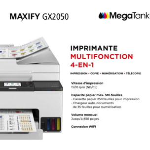 Imprimante jet d'encre CANON Megatank Maxify GX2050 Multi Pack