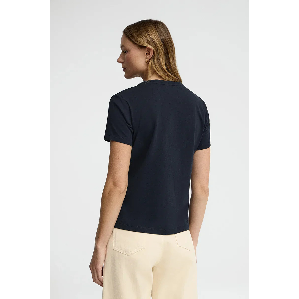 Camiseta azul marino de manga corta y cuello redondo con bordado Rigby Go