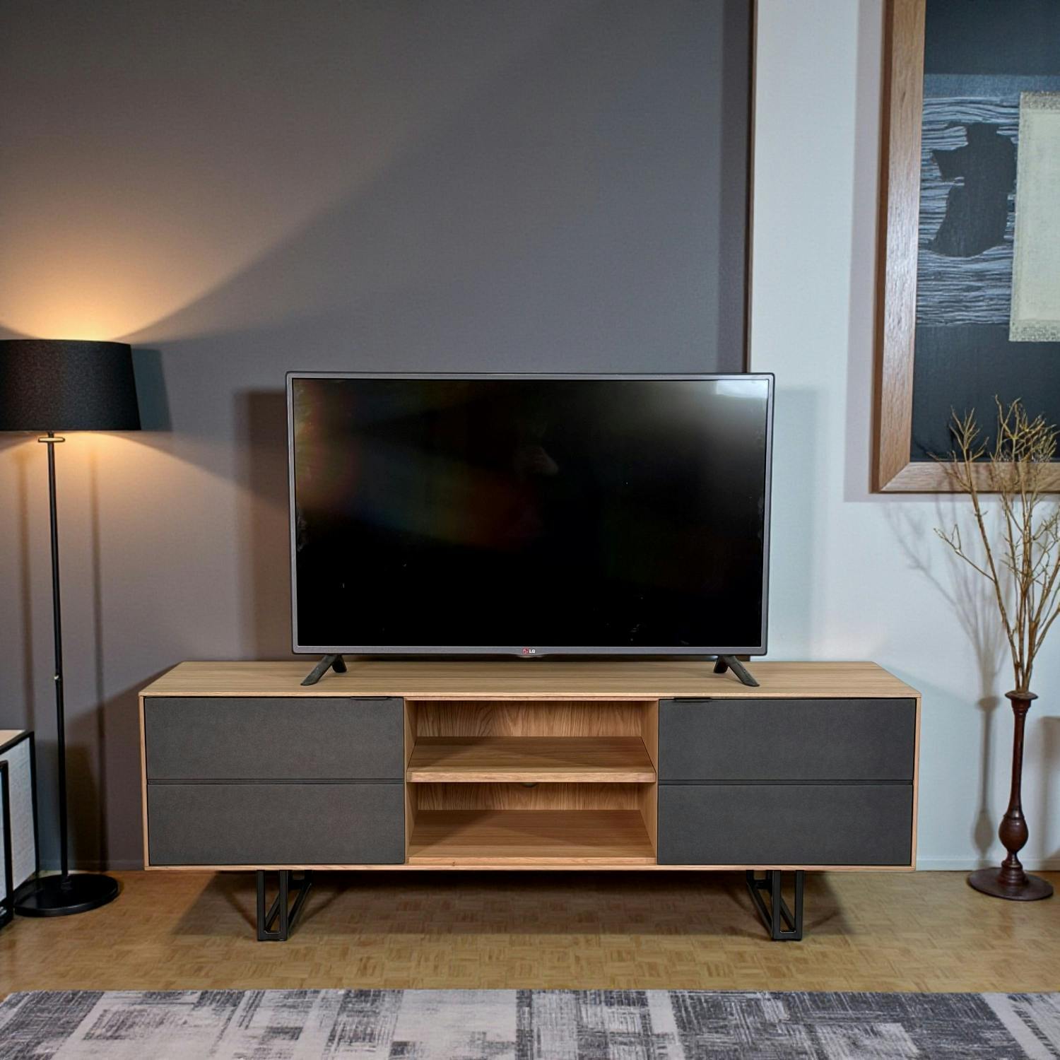 Meuble tv moderne en chêne blanc ZONZA