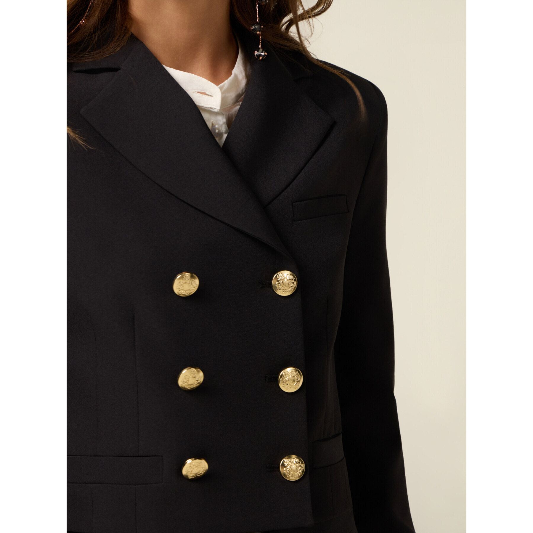 Oltre - Blazer cropped doppiopetto - Nero