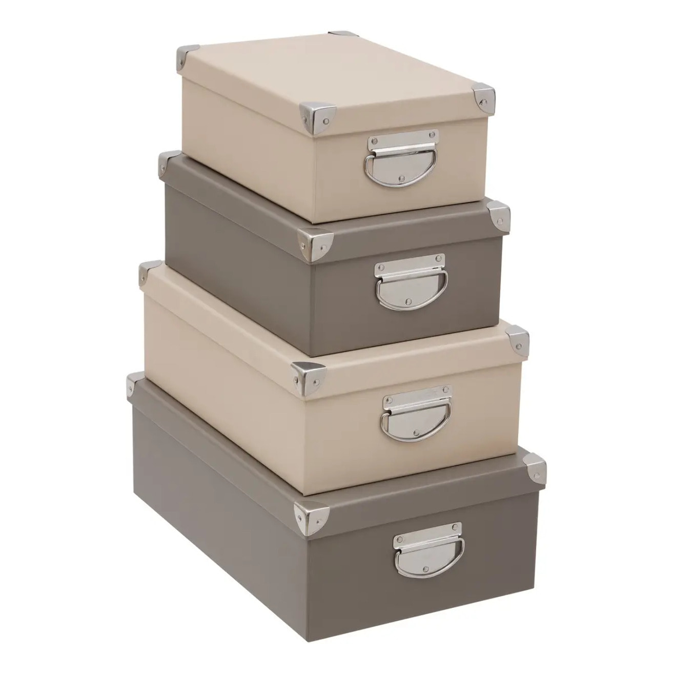 Lot de 4 boîtes unies Box' rectangulaires beige