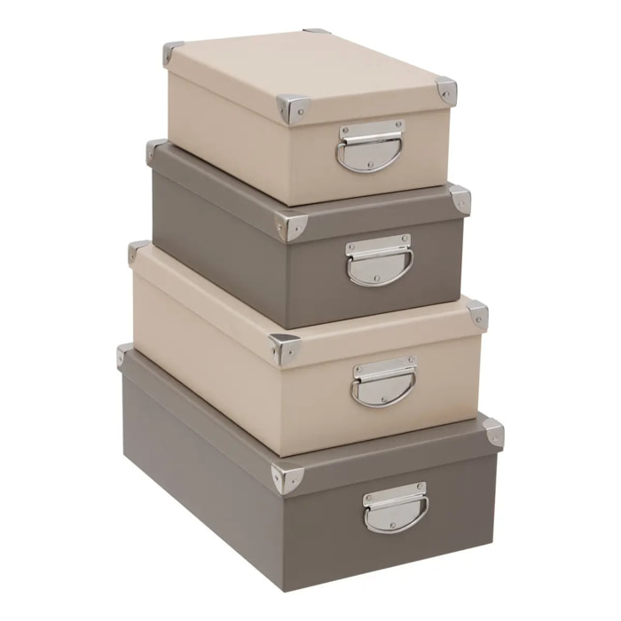 Lot de 4 boîtes unies Box' rectangulaires beige