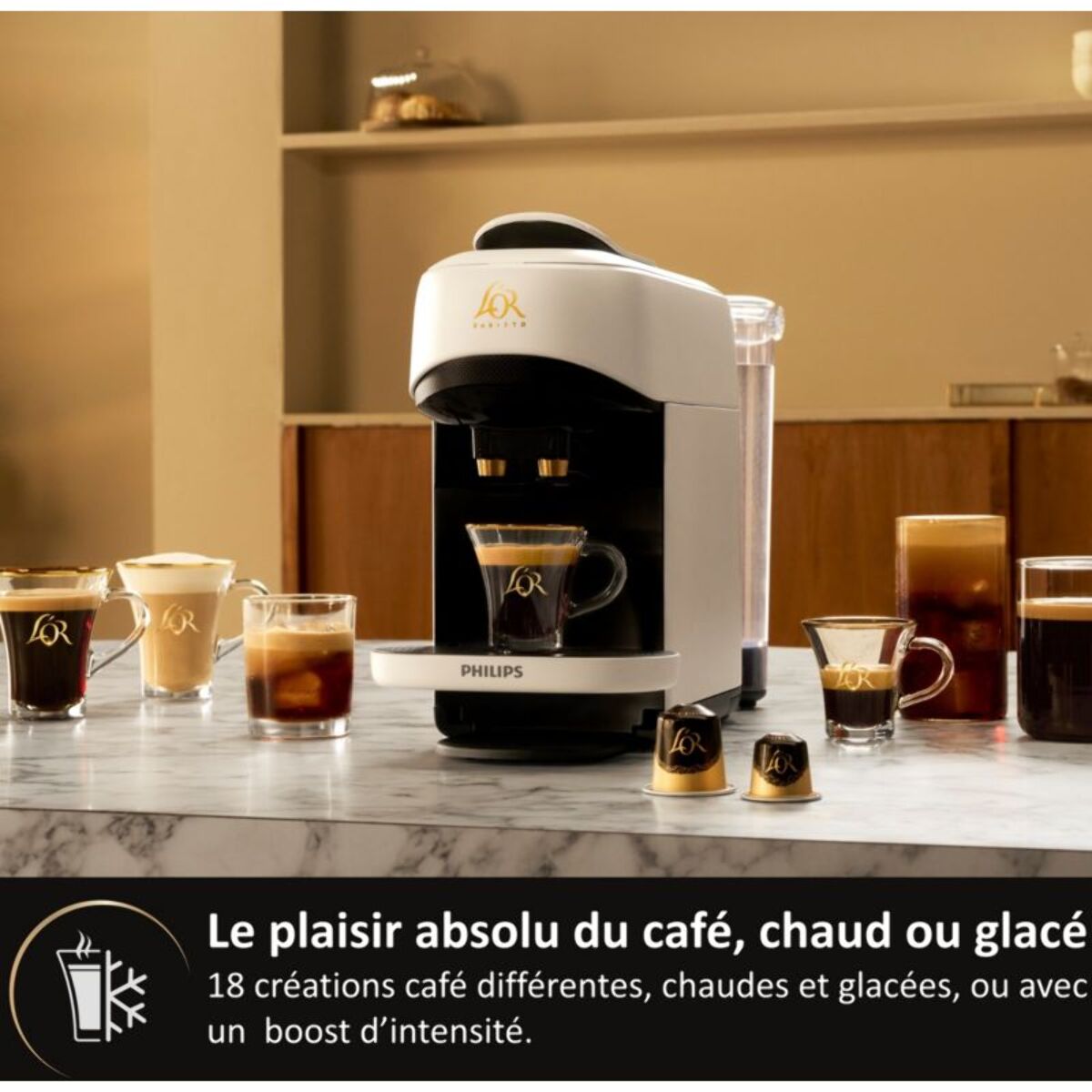 Cafetière à dosette PHILIPS LM9512/60 L'Or Barista Absolu Blanche - Cafés chauds ou glacés