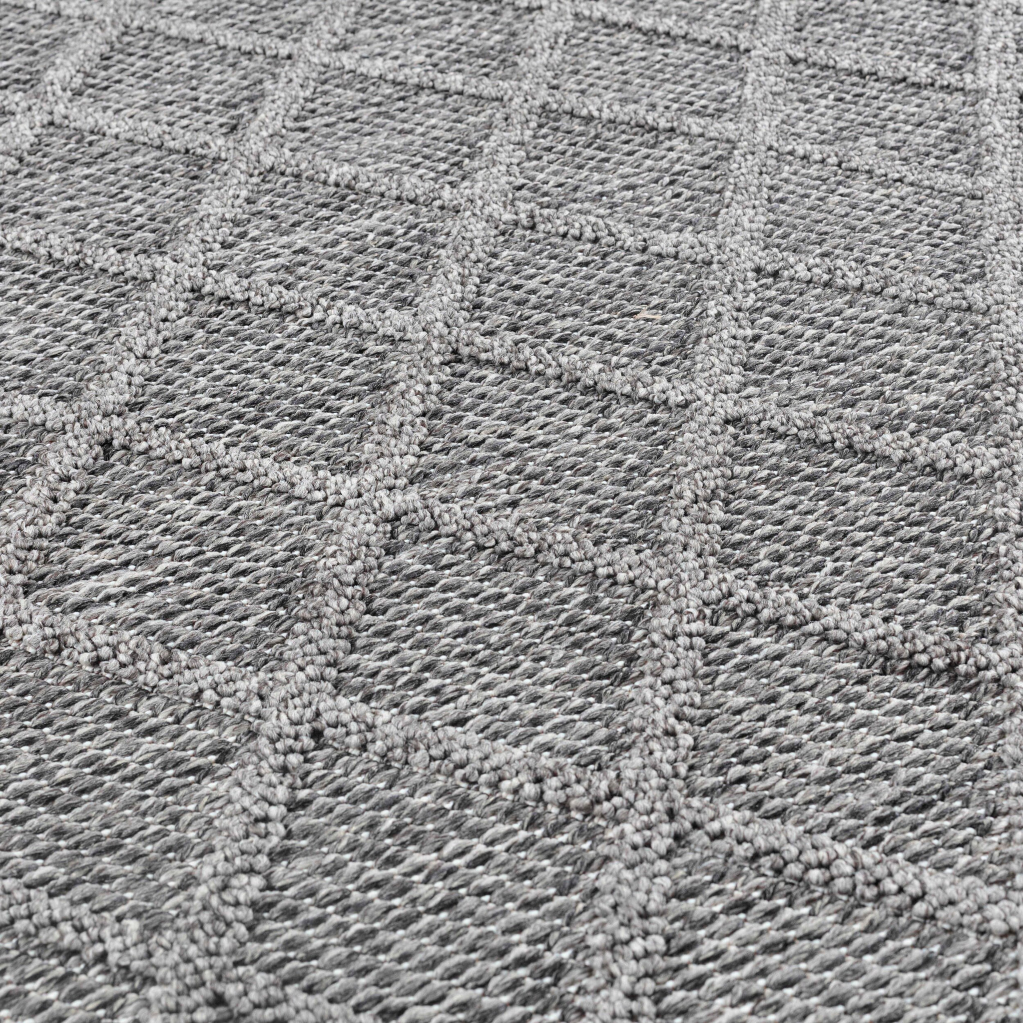 PATARA - Tapis intérieur/extérieur motif losange gris - PAT4953GRI