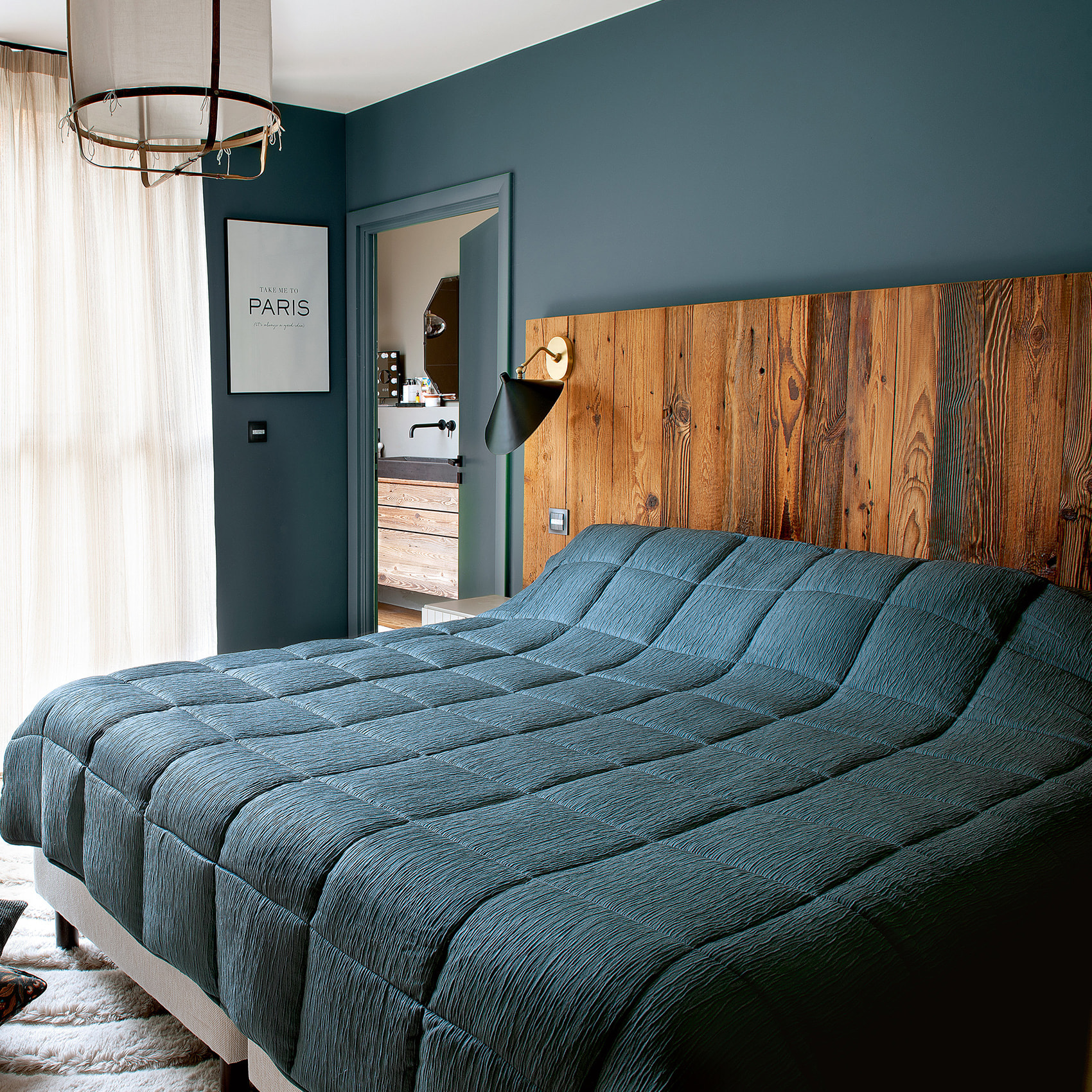 Edredon ou jeté de lit  - Effet Froissé - Bleu