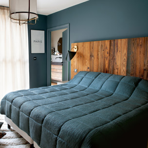 Edredon ou jeté de lit  - Effet Froissé - Bleu