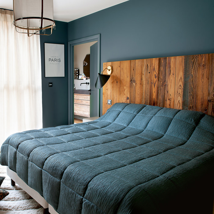 Edredon ou jeté de lit  - Effet Froissé - Bleu