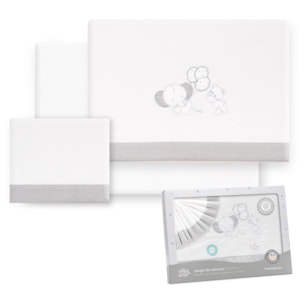 Triptico Coche Franela Oso Elefante Globos Bco/Gris
