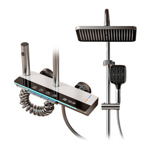 Juego de ducha completo 849 montado en pared. Con pantalla digital y múltiples modos de agua, con mezclador, iluminación ambiental y control preciso.