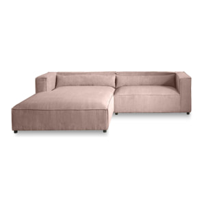 Ela - canapé d'angle gauche 4 places - en velours côtelé - style contemporain - Rose