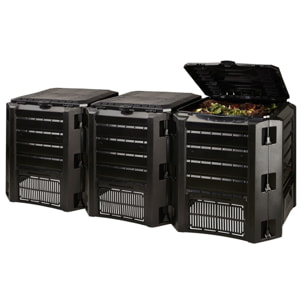 Compostador 1200 l prosperplast compogreen module de plástico en color negro, 82,6 (alto) x 198 (ancho) x 71,9 (profundo) cms