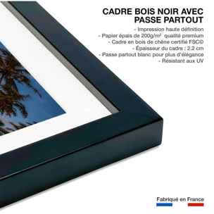 Affiche paysage paradis beach Affiche + cadre en bois - Noir