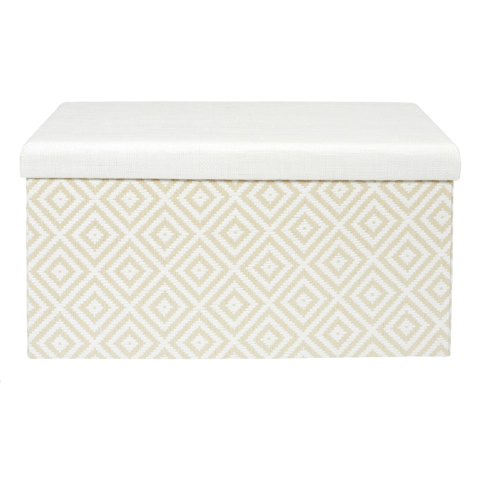 Coffre Banc Pliable Tresse Blanc
