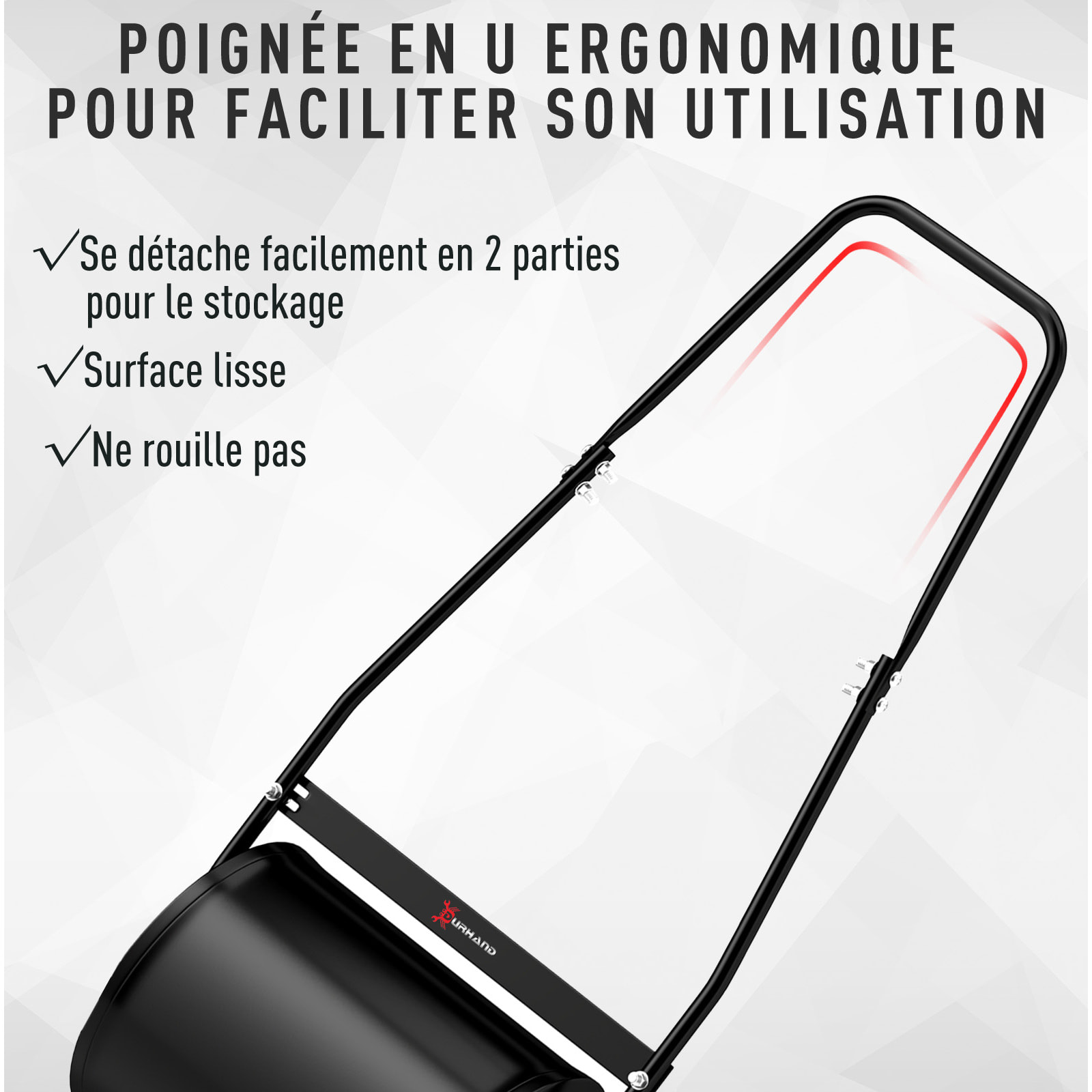 Rouleau à gazon jardin en acier avec poignée dim. 50L x 32l x 108H cm lestage max. 30 L noir