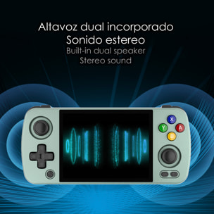 DAM Consola emulador multiplataforma RG405M. Pantalla táctil 4" IPS; Android 12, Octa-Core 2,0GHz, WiFi, 128GB. +3000 juegos. 16,3x7,6x1,6 Cm. Color: Verde Claro