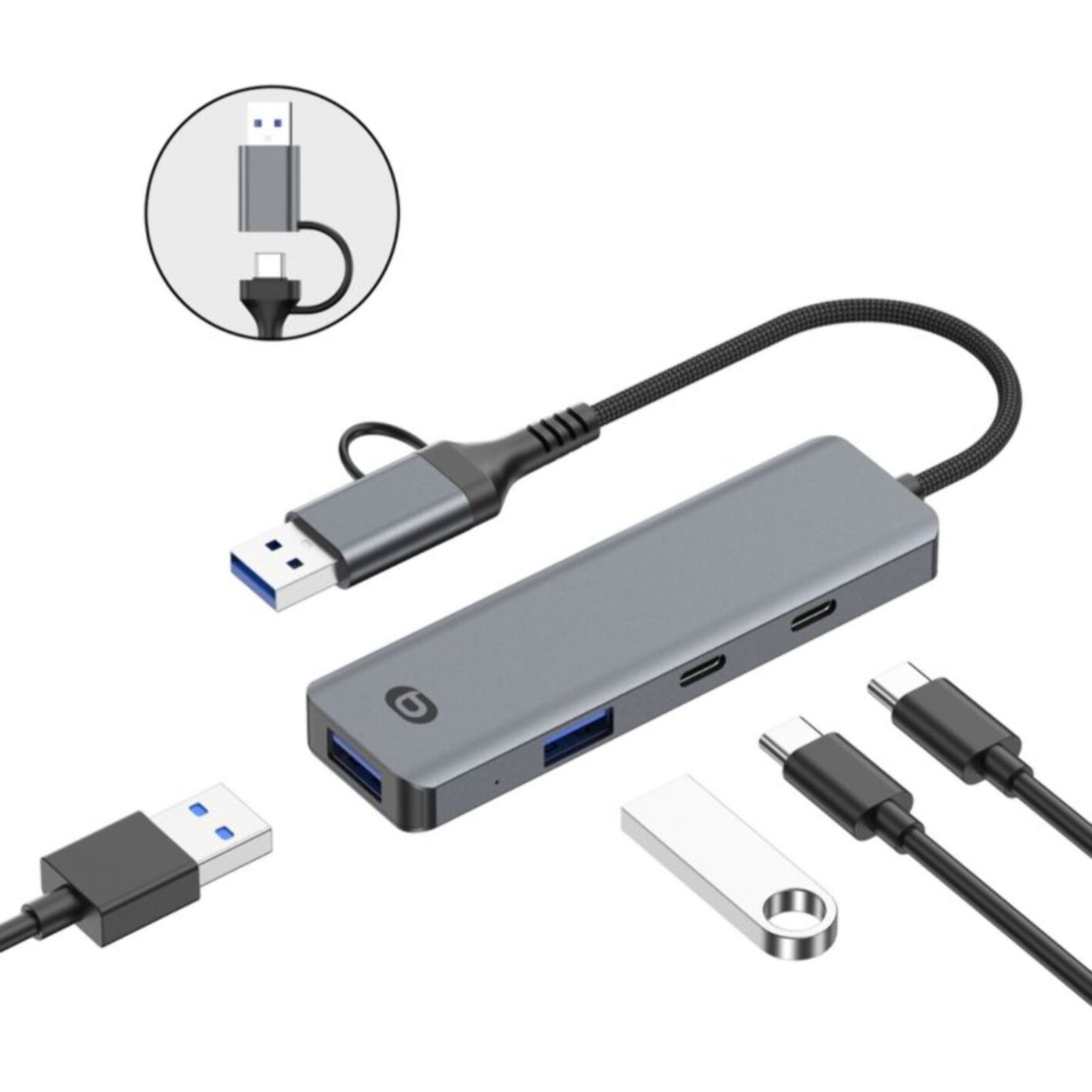 Hub ESSENTIELB 4 en 1 x2 USB-A + x2 USB-C