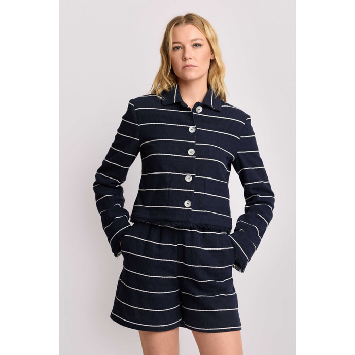 Kocca - Giacca con bordi effetto sfrangiato Donna, Righe