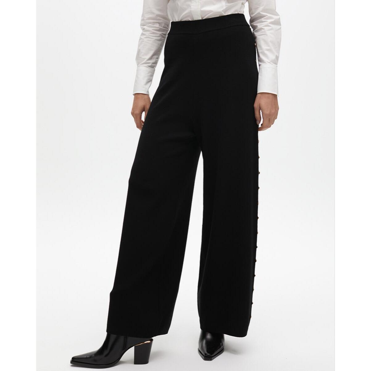 Pantaloni dritti con borchie laterali