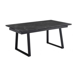 Table extensible en céramique marbré noir L160/240cm - 9 piètements - UNIK