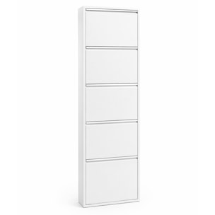 Scarpiera Slim In Metallo 5 Ante A Ribalta Ultra Sottile Salvaspazio Mobile Portascarpe Moderno Ingresso Camera Corridoio 172 x 50 x 15 Cm Bianco
