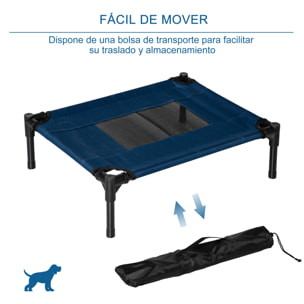 Cama Elevada para Perros Gatos Portátil Cama para Mascotas con Zona de Malla Transpirable y Tela Oxford Marco de Acero para Interior Exterior 61x46x18 cm Azul