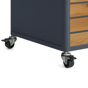 Coffre à roulette PREMIUM métal 650L anthracite imitation bois
