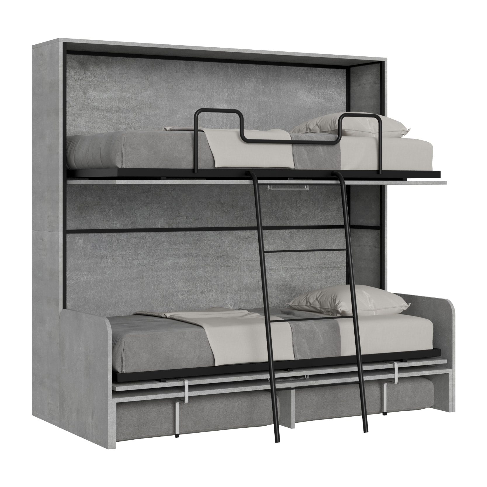 Lit escamotable horizontal superposé 2 couchages 85 Kando Sofà Gris Béton - ALESSIA 20
