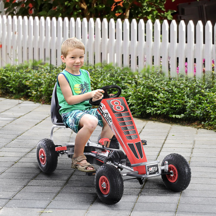 Kart à pédales Go-Kart enfants 129L x 59l x 70H cm Ø roues 26 cm siège ergonomique rouge