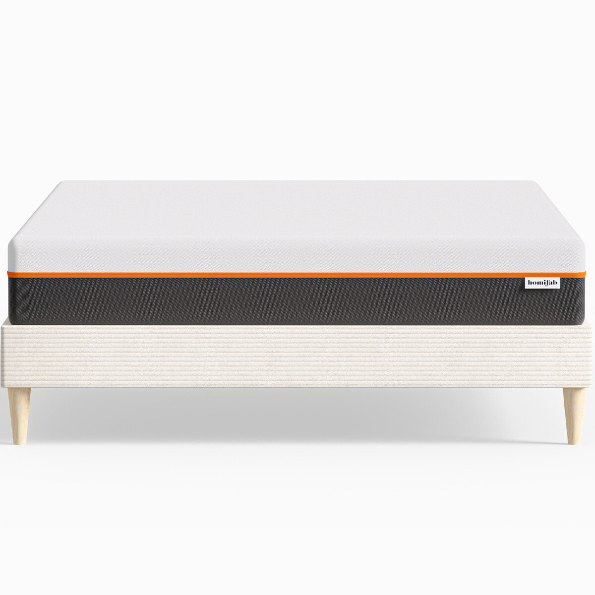 Lit en velours côtelé + Matelas mousse gel mémoire de forme - DINA & DUAL CONFORT