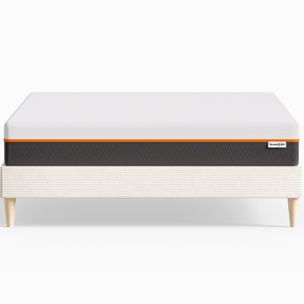 Lit en velours côtelé + Matelas mousse gel mémoire de forme - DINA & DUAL CONFORT