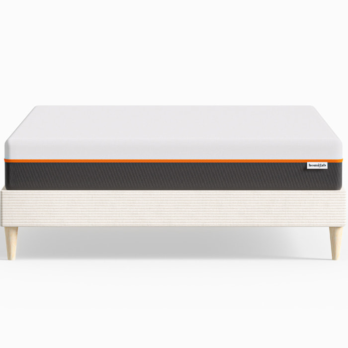 Lit en velours côtelé + Matelas mousse gel mémoire de forme - DINA & DUAL CONFORT