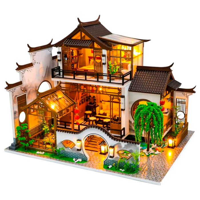 Mansión Entorno Idílico. Maqueta 3D realista con gran detalle y luces led.