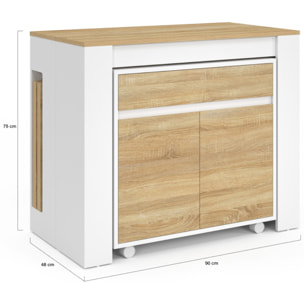 Buffet extensible console Nora blanc effet hêtre 230cm
