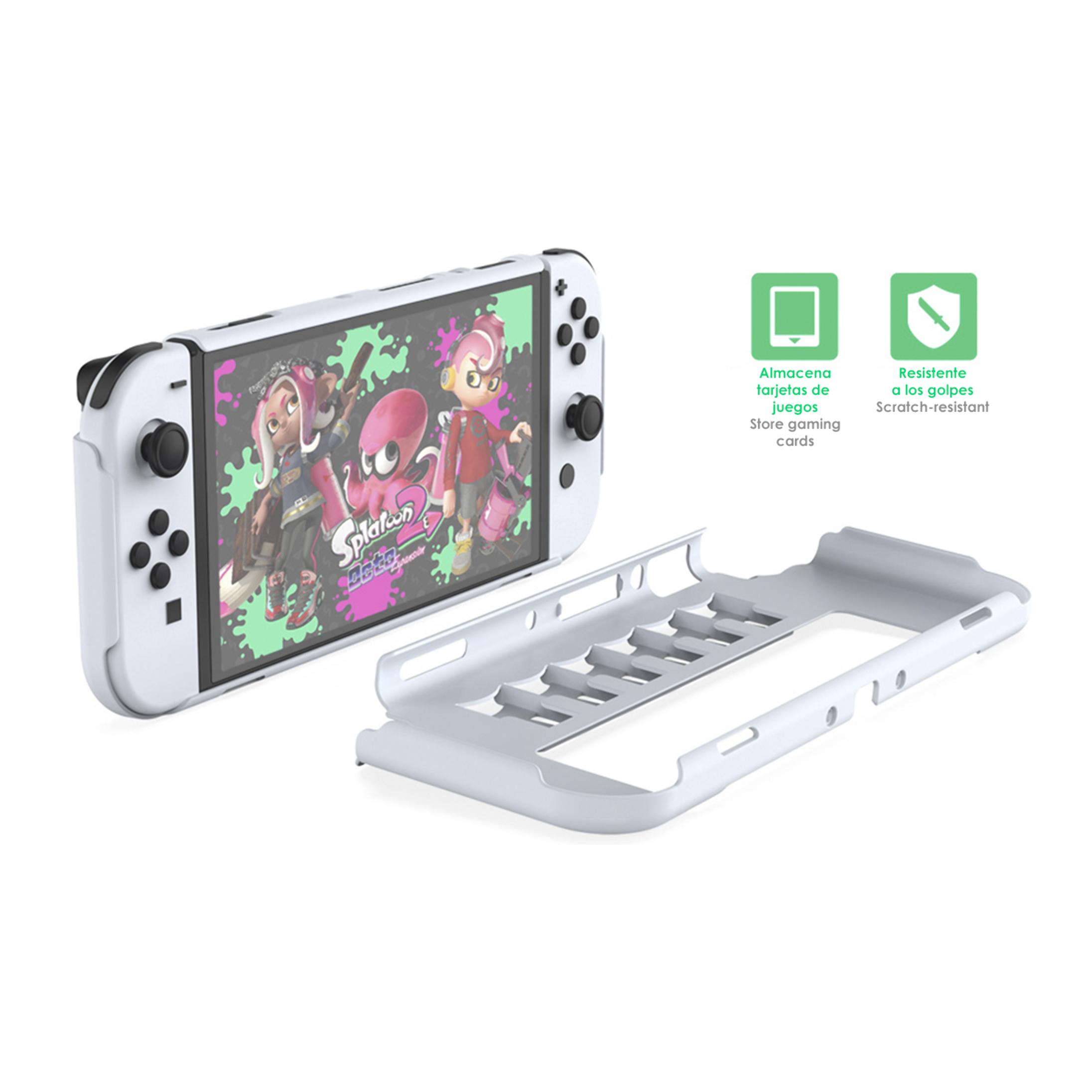 DAM Carcasa con 6 slots para tarjetas de juegos, compatible con Switch Oled. 24,5x10,3x2 Cm. Color: Transparente