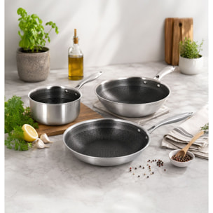 Set de 3 poêles revêtu en acier inoxydable - tout feux TRINOX